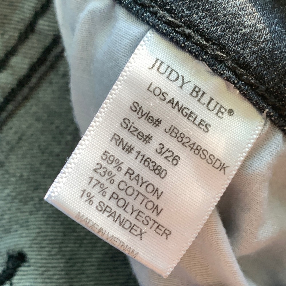 Judy Blue Jeans Women's 3/26 Blue Wash Stretch Skinny Distressed Mid Rise - Picture 13 of 15
